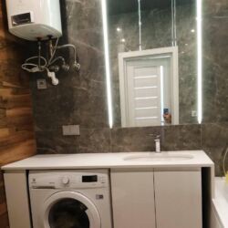 Стільниця для ванної кімнати з кварциту Атем White 1117. Стільниця з кварциту Атем White 1117 .Фото 8